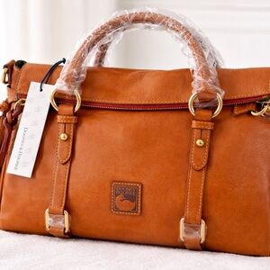 Dooney & Bourke Tan Leather Satchel with Gold Hardware